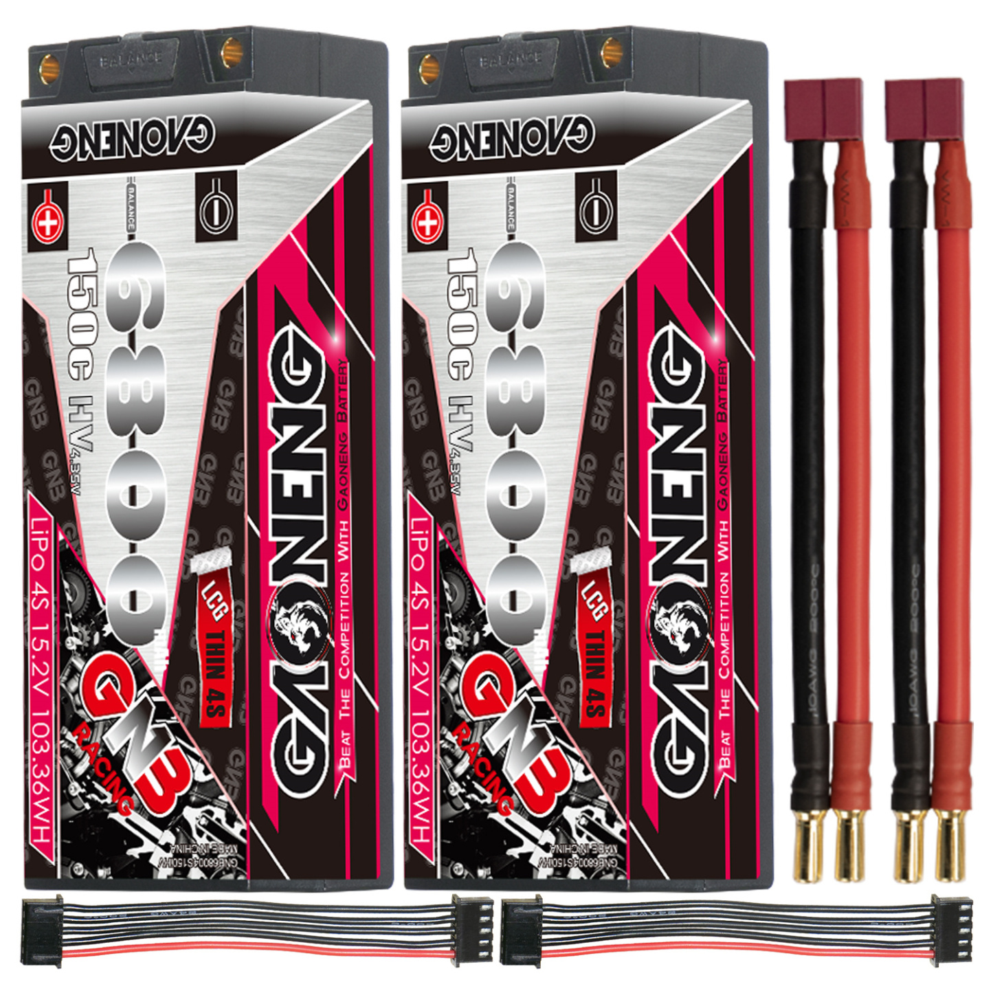 GAONENG GNB LiHV 4S 15.2V 6800mAh 150C 5mm Bullet LCG Thin 4S Hard Case LiPo Battery