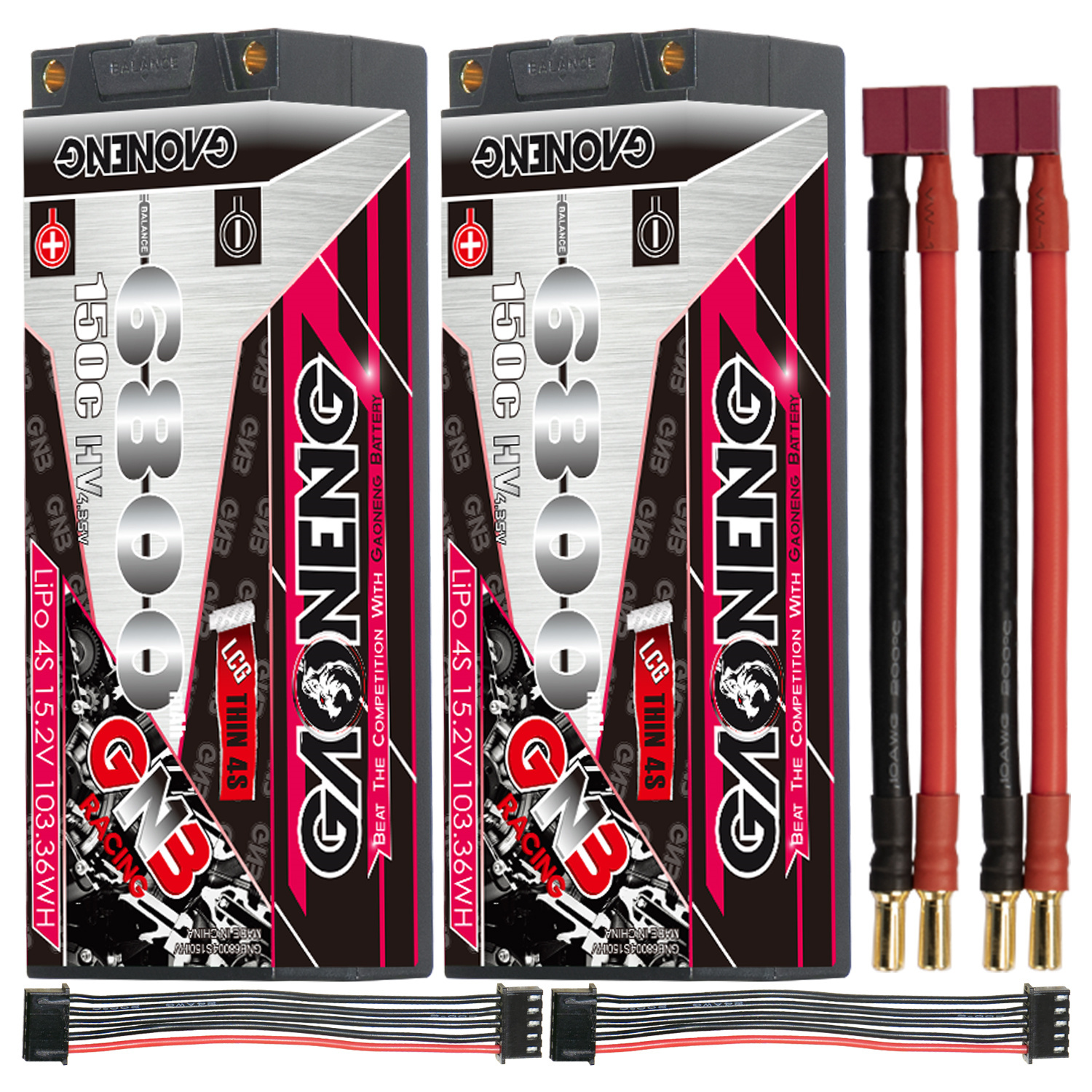 GAONENG GNB LiHV 4S 15.2V 6800mAh 150C 5mm Bullet LCG Thin 4S Hard Case LiPo Battery