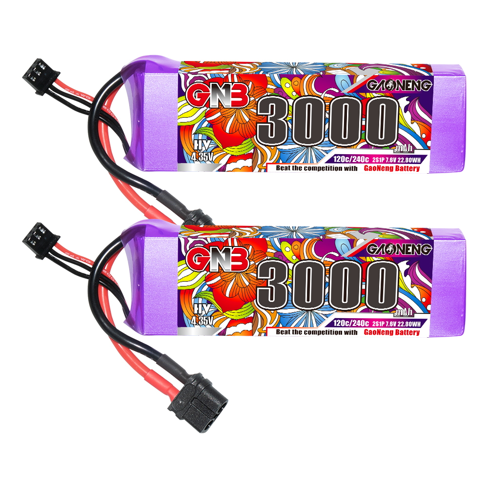 GAONENG GNB LiHV 2S 7.6V 3000mAh 120C LiPo Battery XT60 Connector
