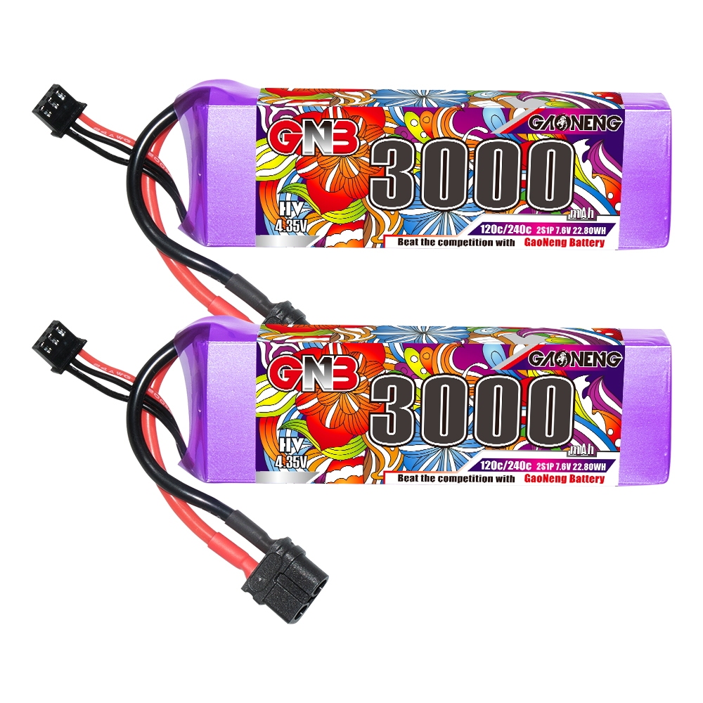 GAONENG GNB 2S 7.6V 3000mAh 120C XT60 LiPo Battery FPV Drone Quad Cars