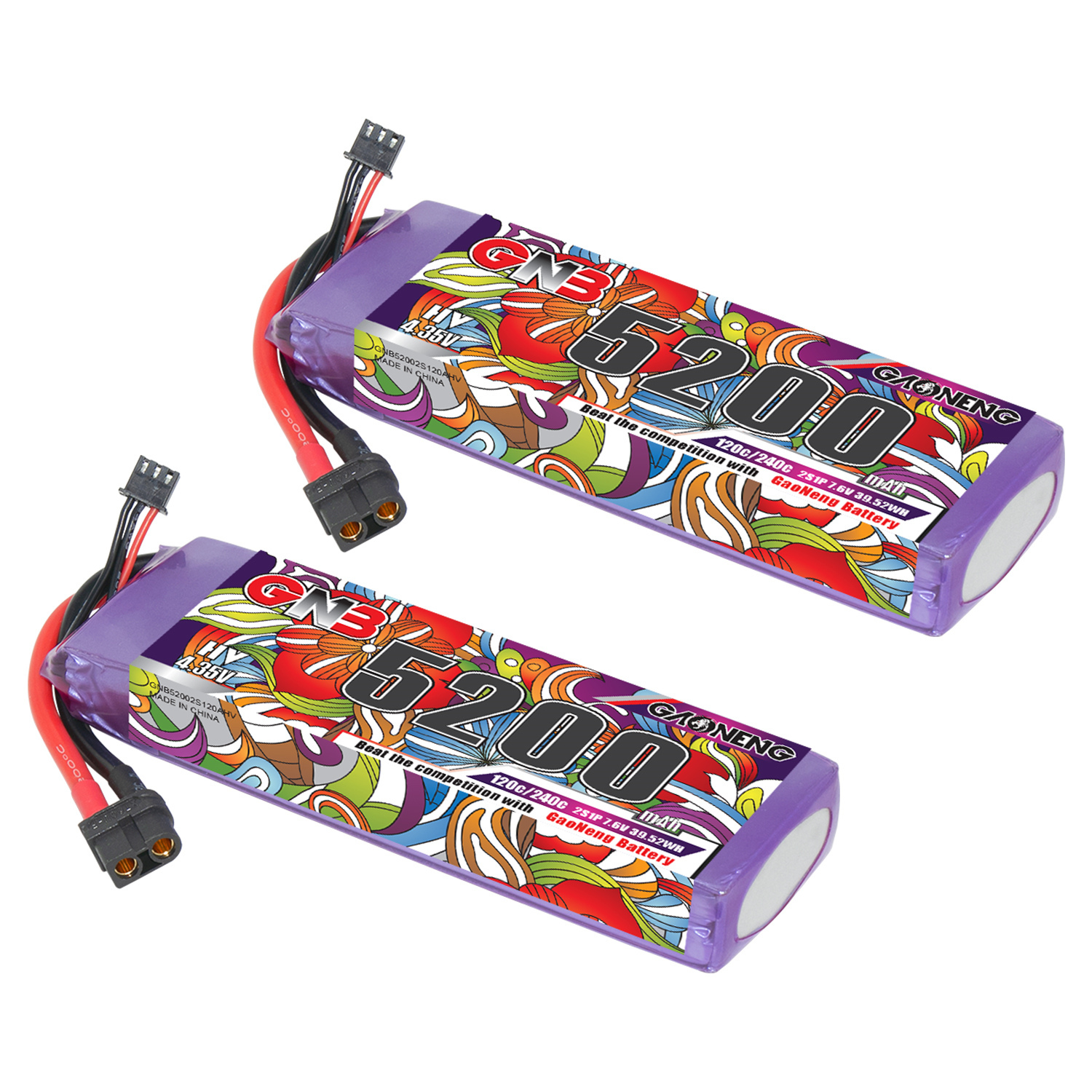 GAONENG GNB LiHV 2S 7.6V 5200mAh 120C LiPo Battery XT60