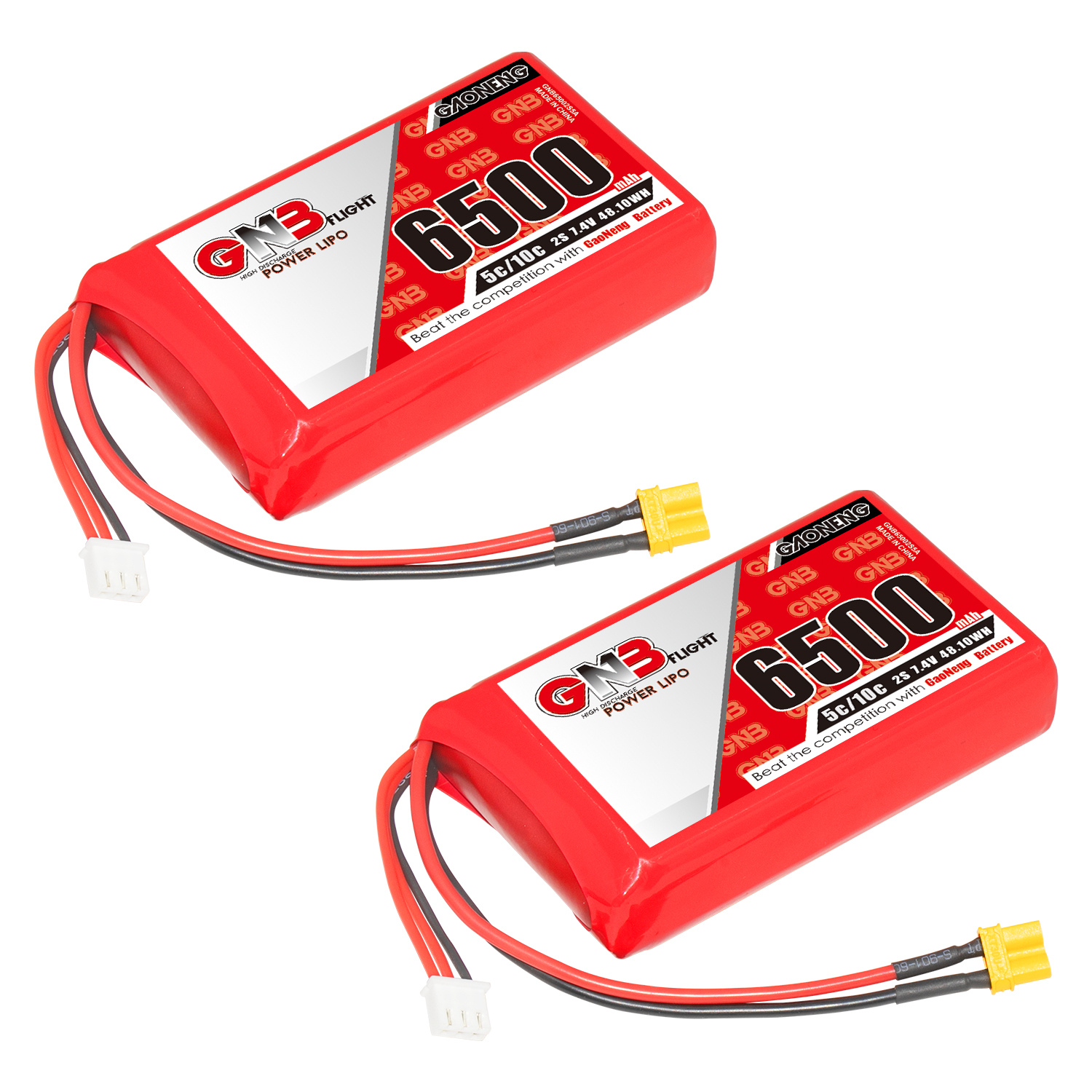 2PCS - GAONENG GNB 2S 7.4V 6500mAh 5C LiPo Battery XT30 for Radiomaster Boxer