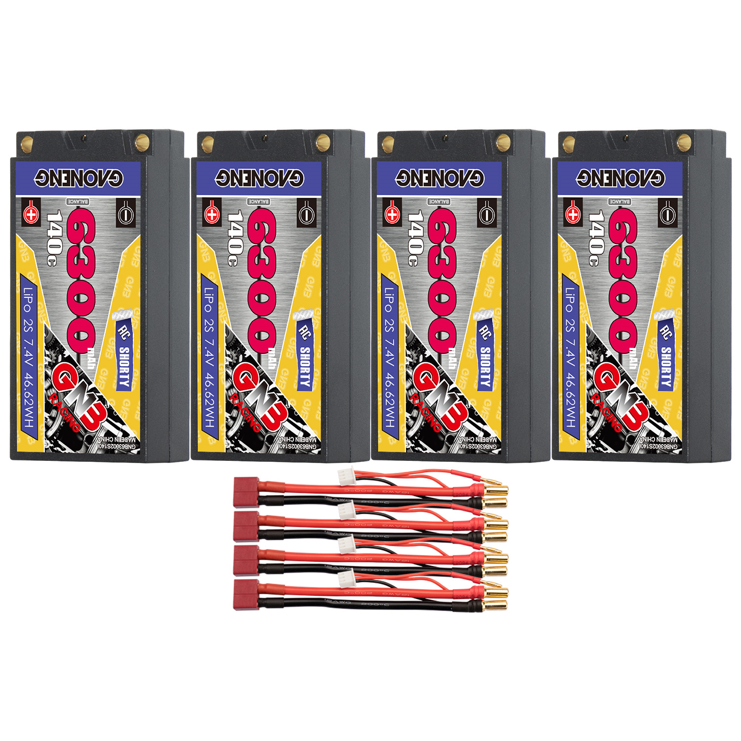 GAONENG GNB 2S 7.4V 6300mAh 140C Shorty 5mm Bullet Hard Case LiPo Battery