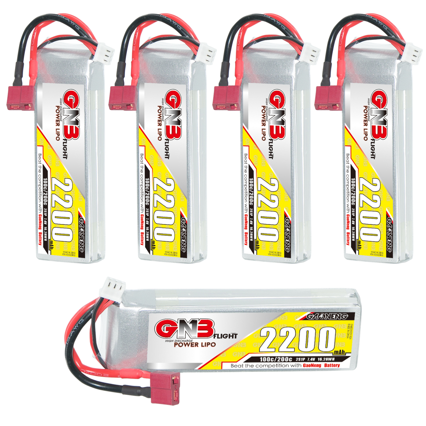 GAONENG GNB 2S 7.4V 2200mAh 100C LiPo Battery T-Plug