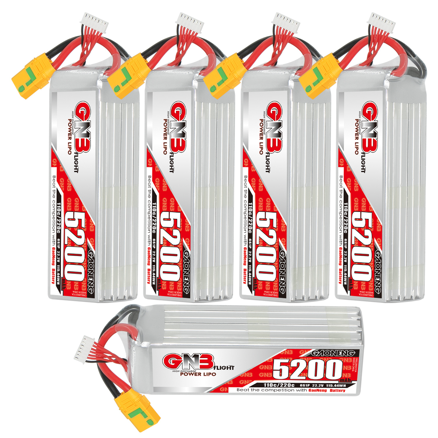 GAONENG GNB 6S 22.2V 5200mAh 110C LiPo Battery XT90S Anti Spark