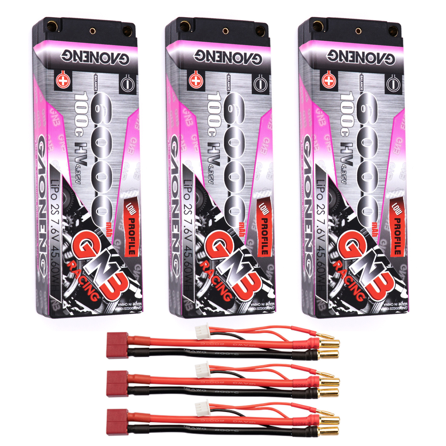 GAONENG GNB LiHV 2S 7.6V 6000mAh 100C 5mm Bullet Hard Case LCG LiPo Battery