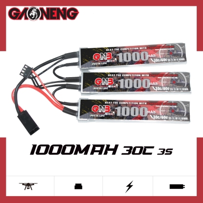 2PCS - GAONENG GNB 3S 11.1V 1000mAh 30C Mini Tamiya Plug 3cells LiPo Battery for AirSoft Air Gun