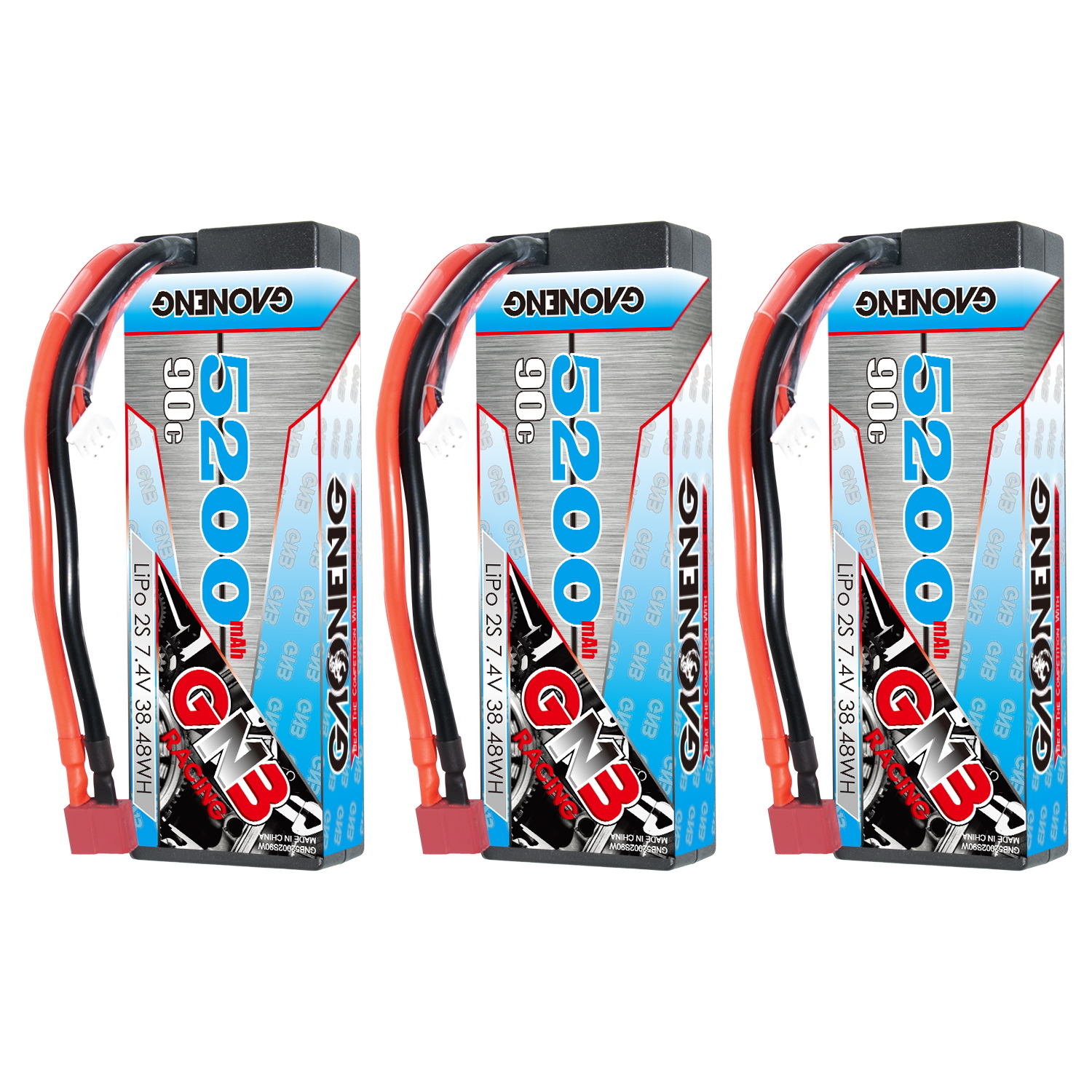 GAONENG GNB 2S 7.4V 5200mAh 90C Cabled Hard Case LiPo Battery T-Plug