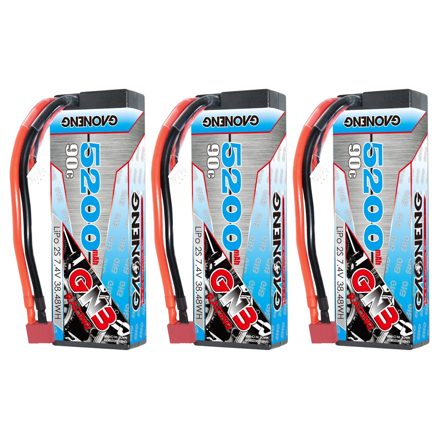 GAONENG GNB 2S 7.4V 5200mAh 90C Cabled Hard Case LiPo Battery T-Plug