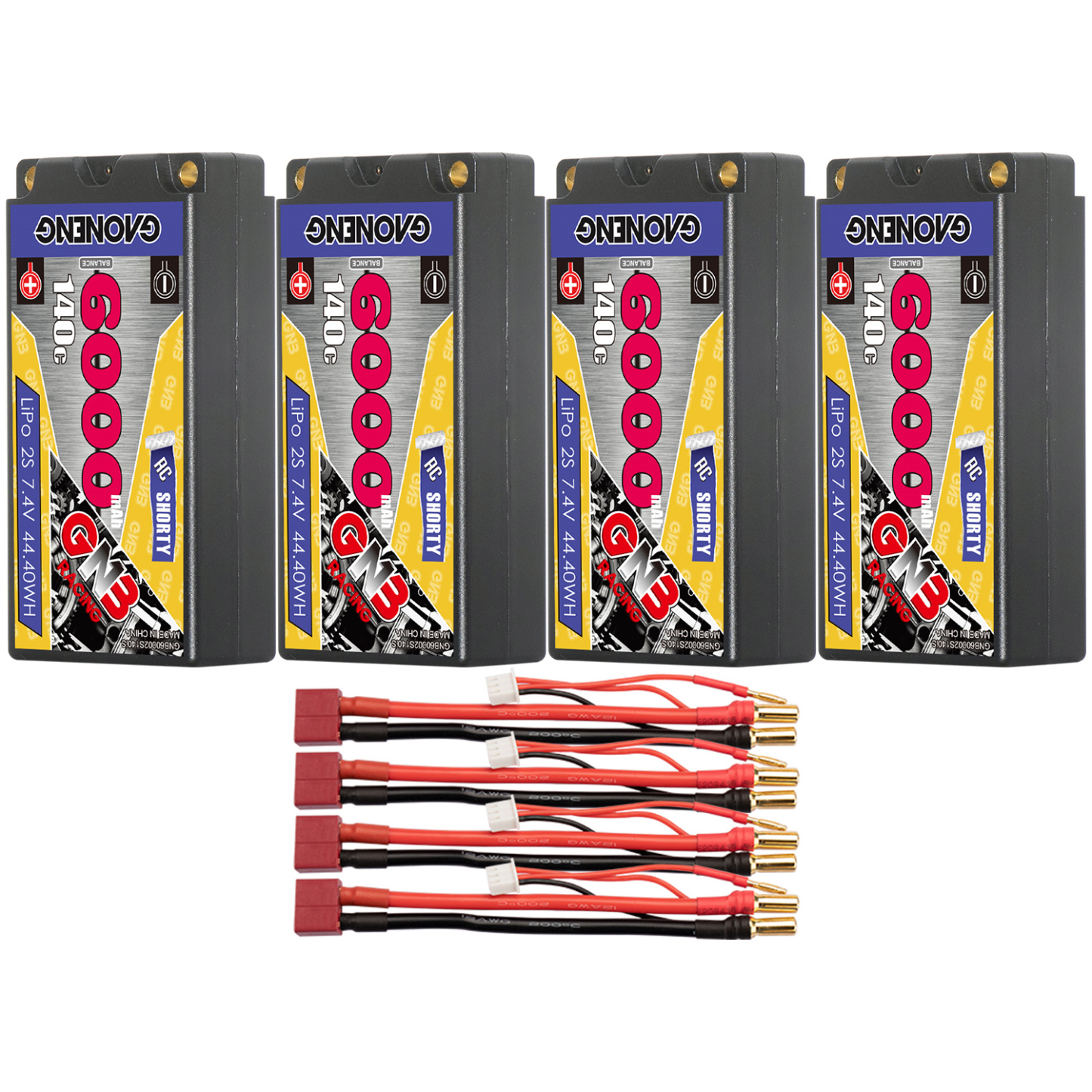 GAONENG GNB 2S 7.4V 6000mAh 140C Shorty 5mm Bullet Hard Case LiPo Battery