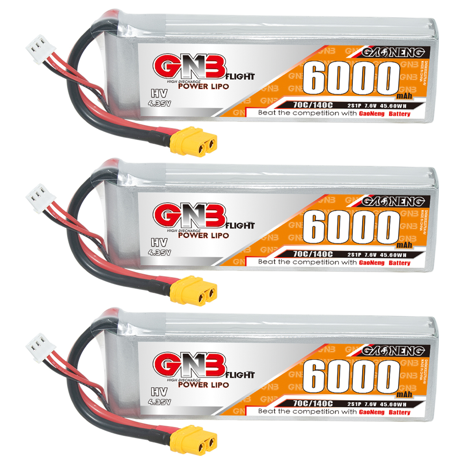 GAONENG GNB HV 2S 7.6V 6000mAh 70C LiPo Battery XT60