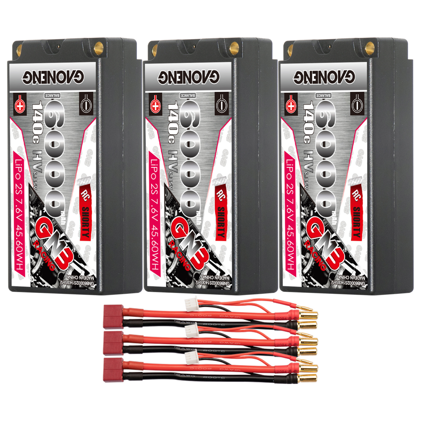 GAONENG GNB LiHV 2S 7.6V 6000mAh 140C Shorty 5mm Bullet Hard Case LiPo Battery