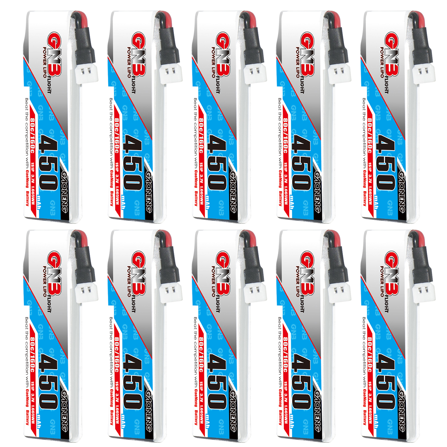 GAONENG GNB 1S 3.7V 450mAh 80C LiPo Battery Molex 51005 Plug Long Type