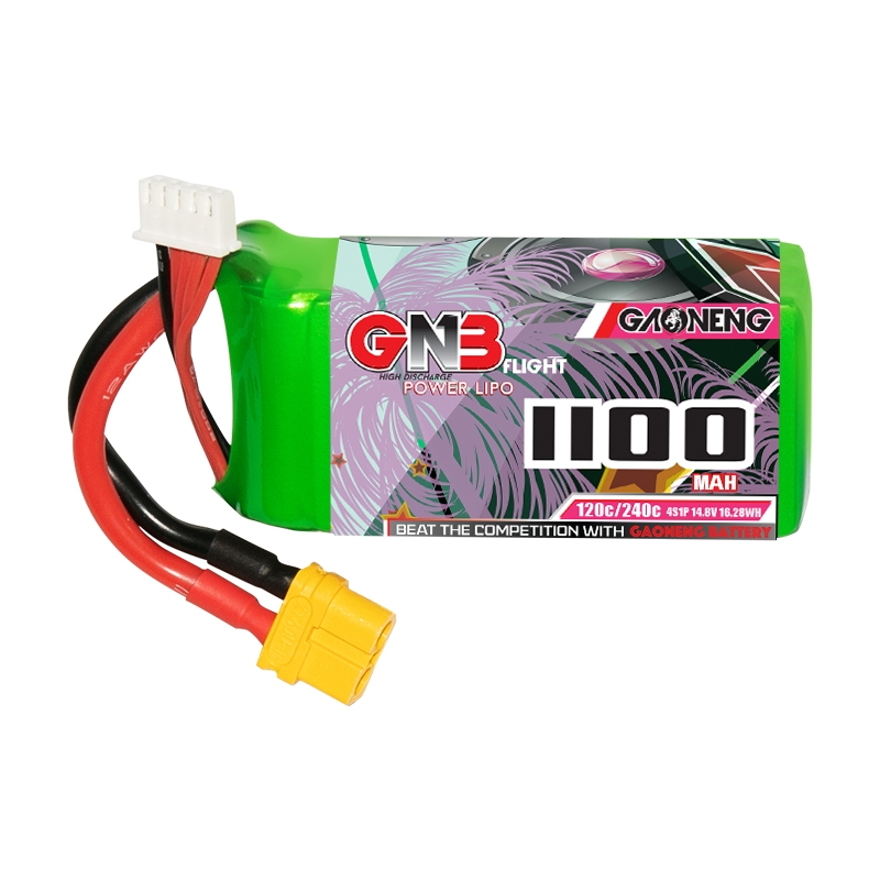 2PCS - GAONENG GNB 4S 14.8V 1100mAh 120C XT60 LiPo Battery
