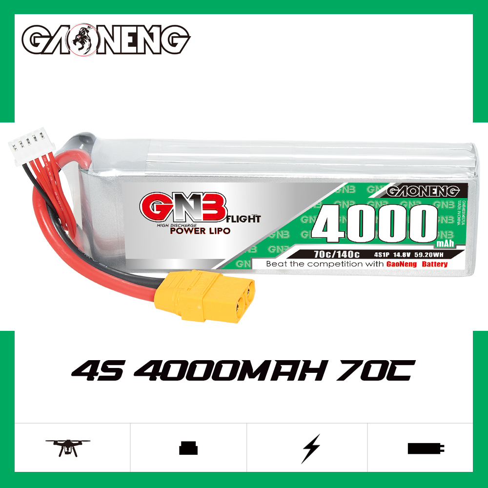 1PCS - GAONENG GNB 4S 14.8V 4000mAh 70C LiPo Battery XT90