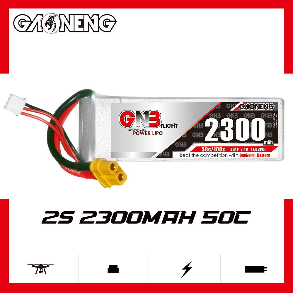 GAONENG GNB 2S 7.4V 2300mAh 50C LiPo Battery XT60 Connector