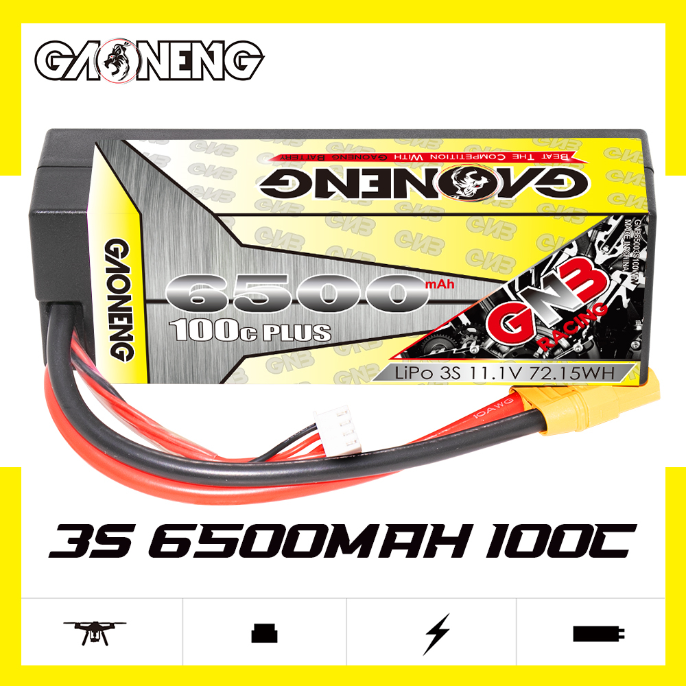 GAONENG GNB 3S 11.1V 6500mAh 100C Cabled Hard Case LiPo Battery XT90