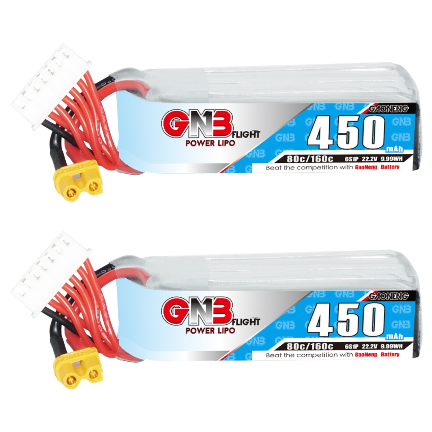 GAONENG GNB 6S 22.2V 450mAh 80C XT30 LiPo Battery Long Type