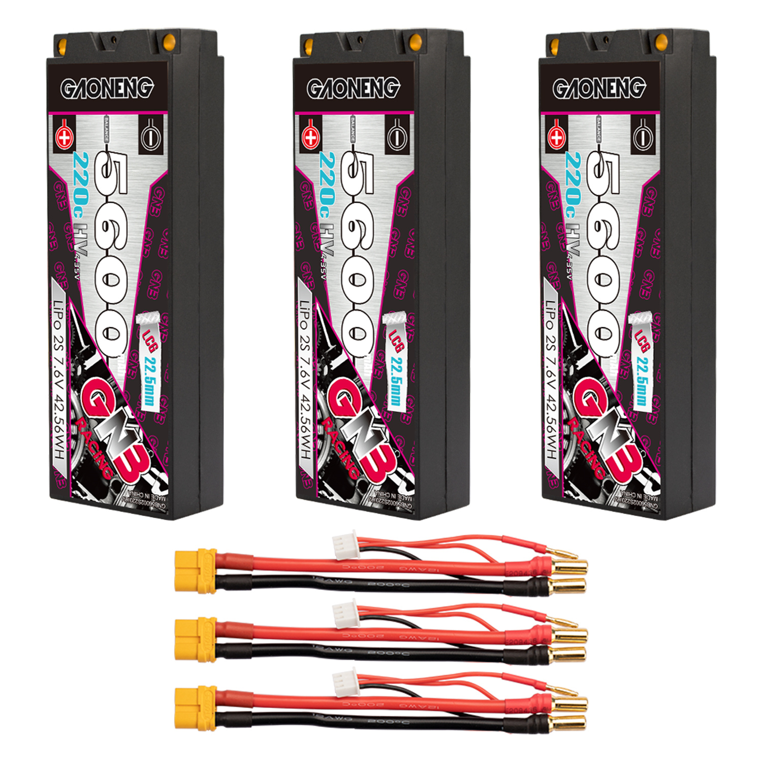 GAONENG GNB LiHV 2S 7.6V 5600mAh 220C Hard Case LCG LiPo Battery