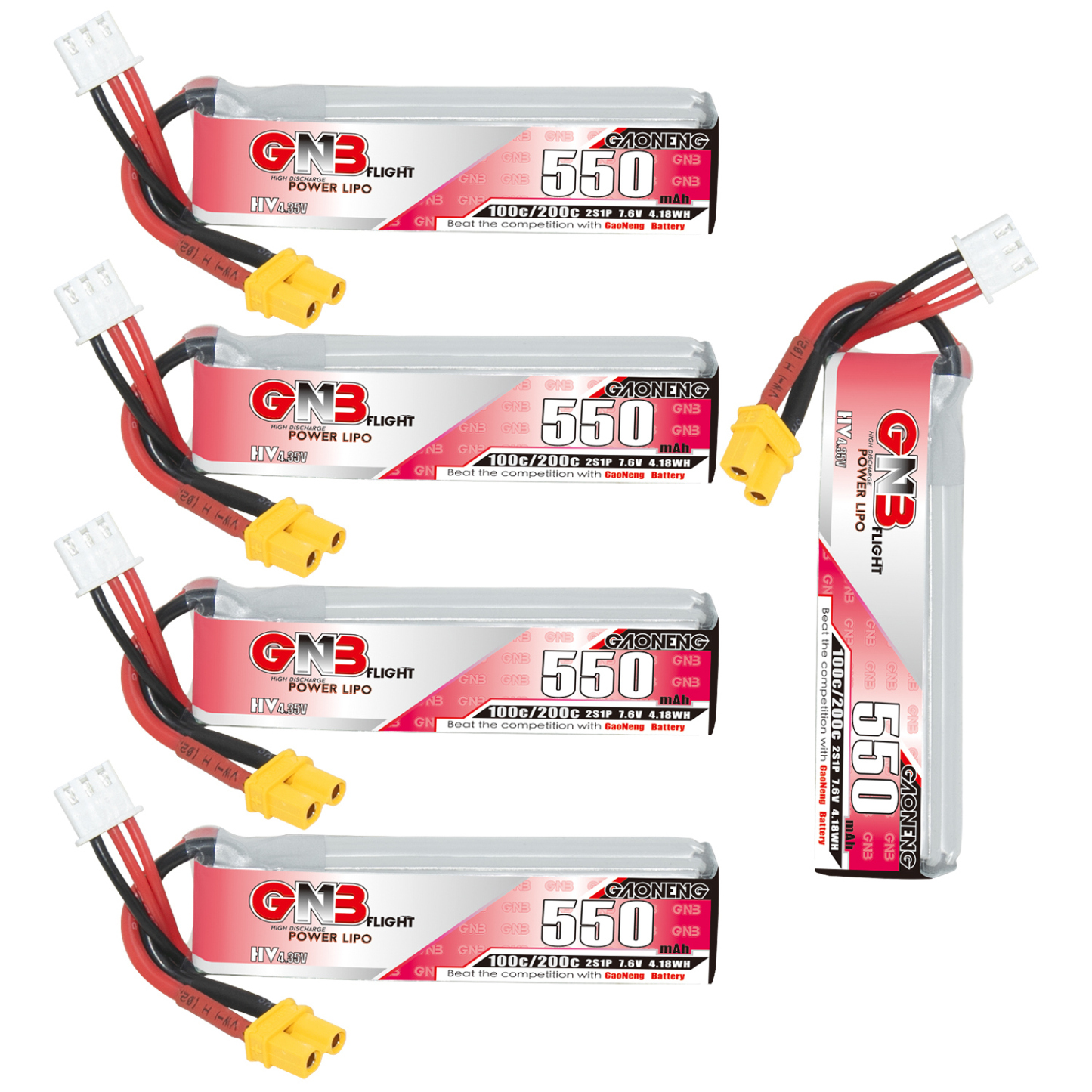 GAONENG GNB LiHV 2S 7.6V 550mAh 100C XT30 LiPo Battery Long Type