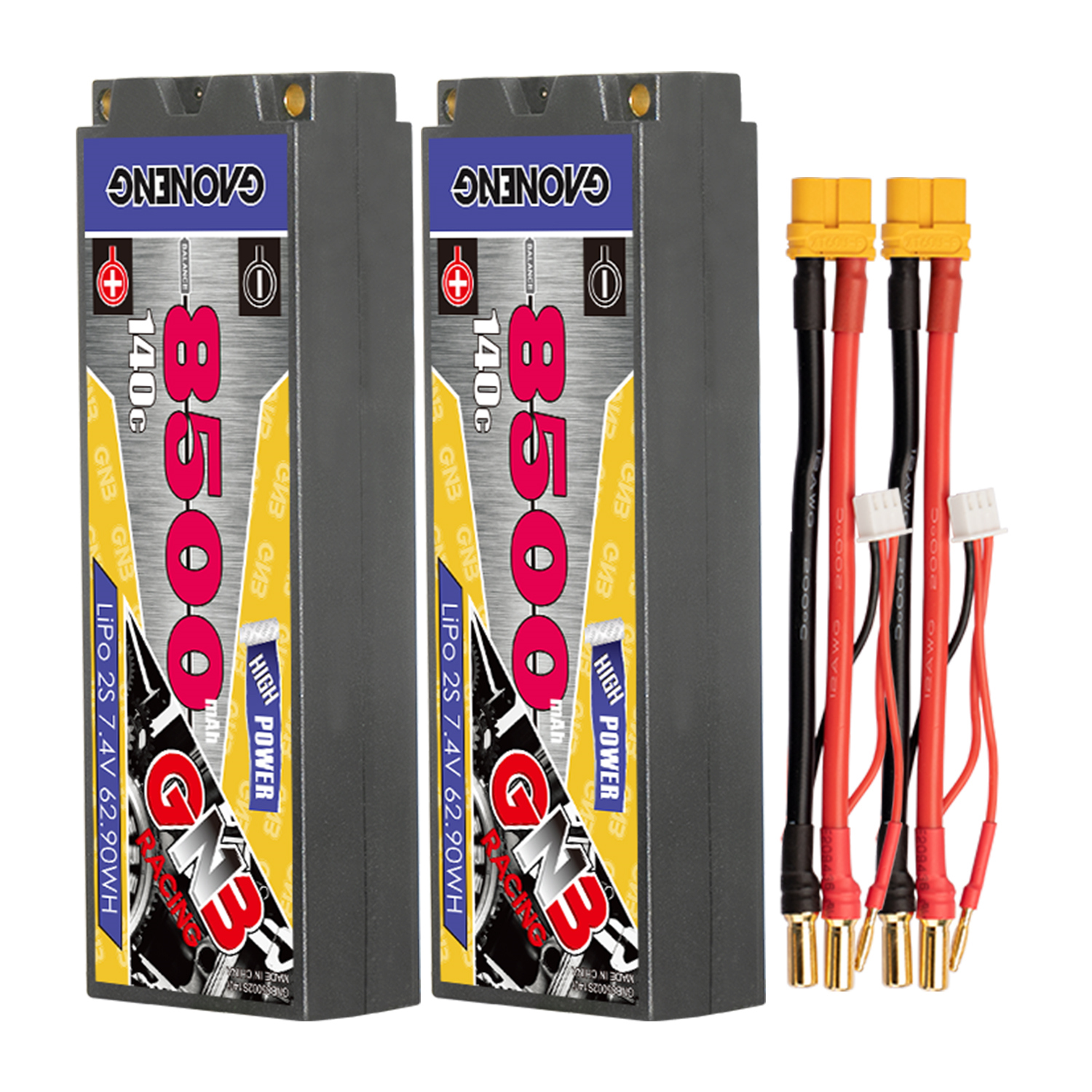 GAONENG GNB 2S 7.4V 8500mAh 140C 5mm Bullet Hard Case LiPo Battery