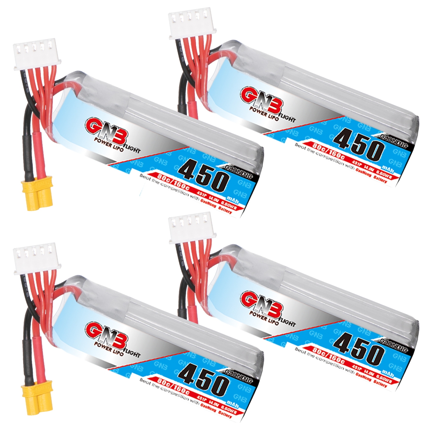 GAONENG GNB 4S 14.8V 450mAh 80C XT30 LiPo Battery Long Type