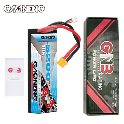 1PC - GAONENG GNB 2S 7.4V 5200mAh 90C Cabled Hard Case LiPo Battery XT60
