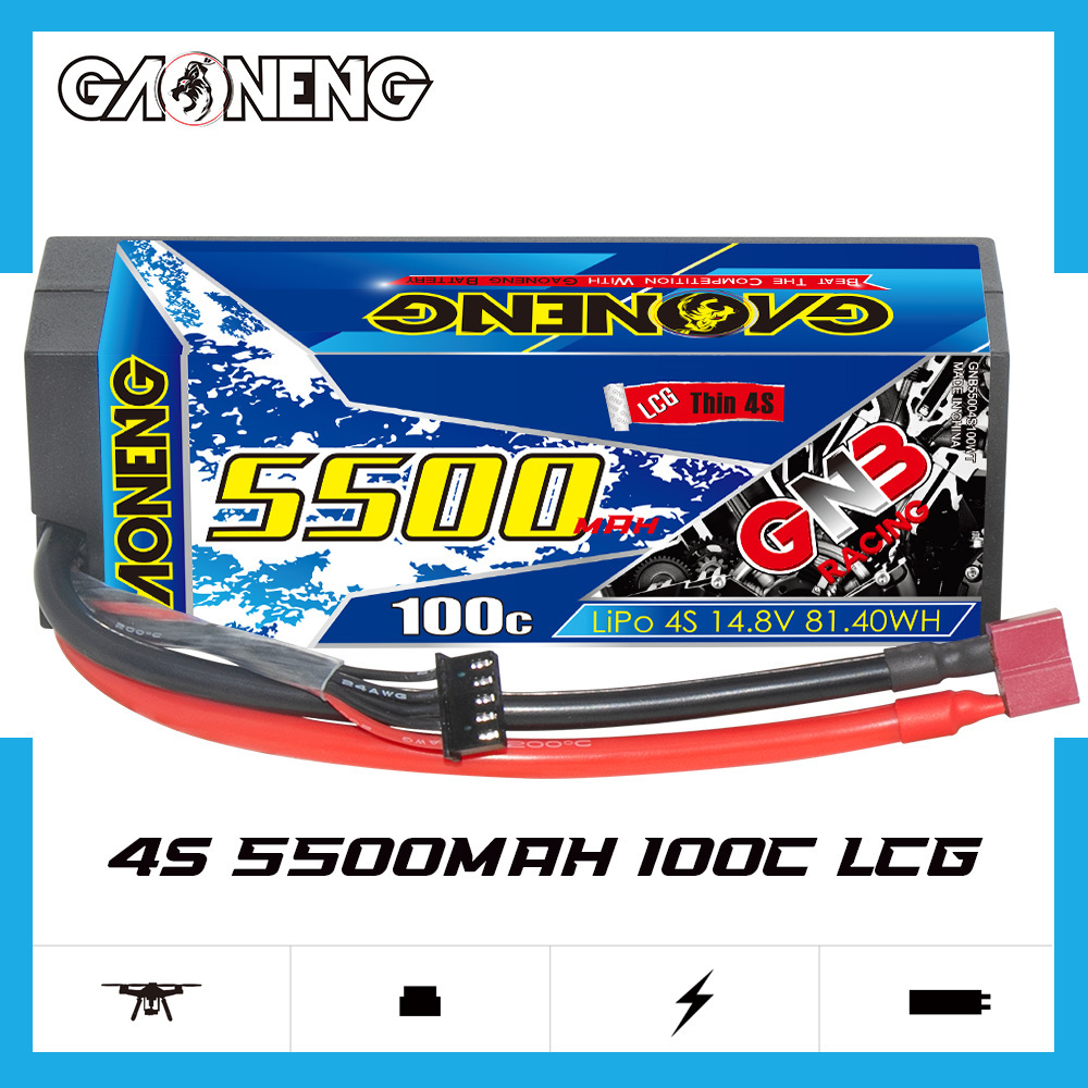 GAONENG GNB 4S 14.8V 5500mAh 100C Cabled 4S LCG Hard Case LiPo Battery T-PLUG