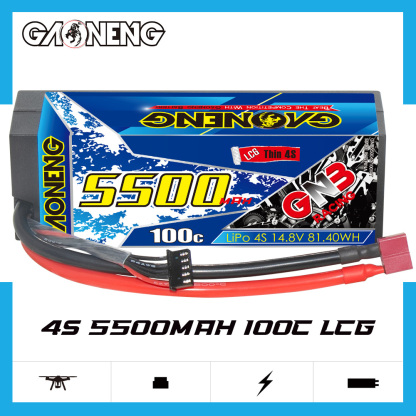 GAONENG GNB 4S 14.8V 5500mAh 100C Cabled 4S LCG Hard Case LiPo Battery T-PLUG