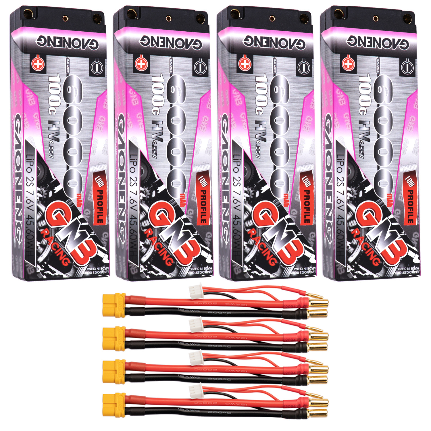 GAONENG GNB LiHV 2S 7.6V 6000mAh 100C 5mm Bullet Hard Case LCG LiPo Battery