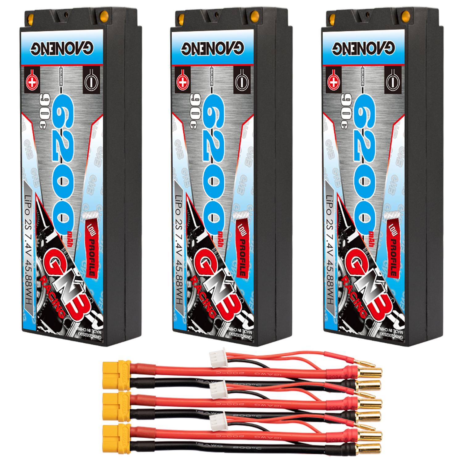 GAONENG GNB 2S 7.4V 6200mAh 90C 5mm Bullet Hard Case LiPo Battery