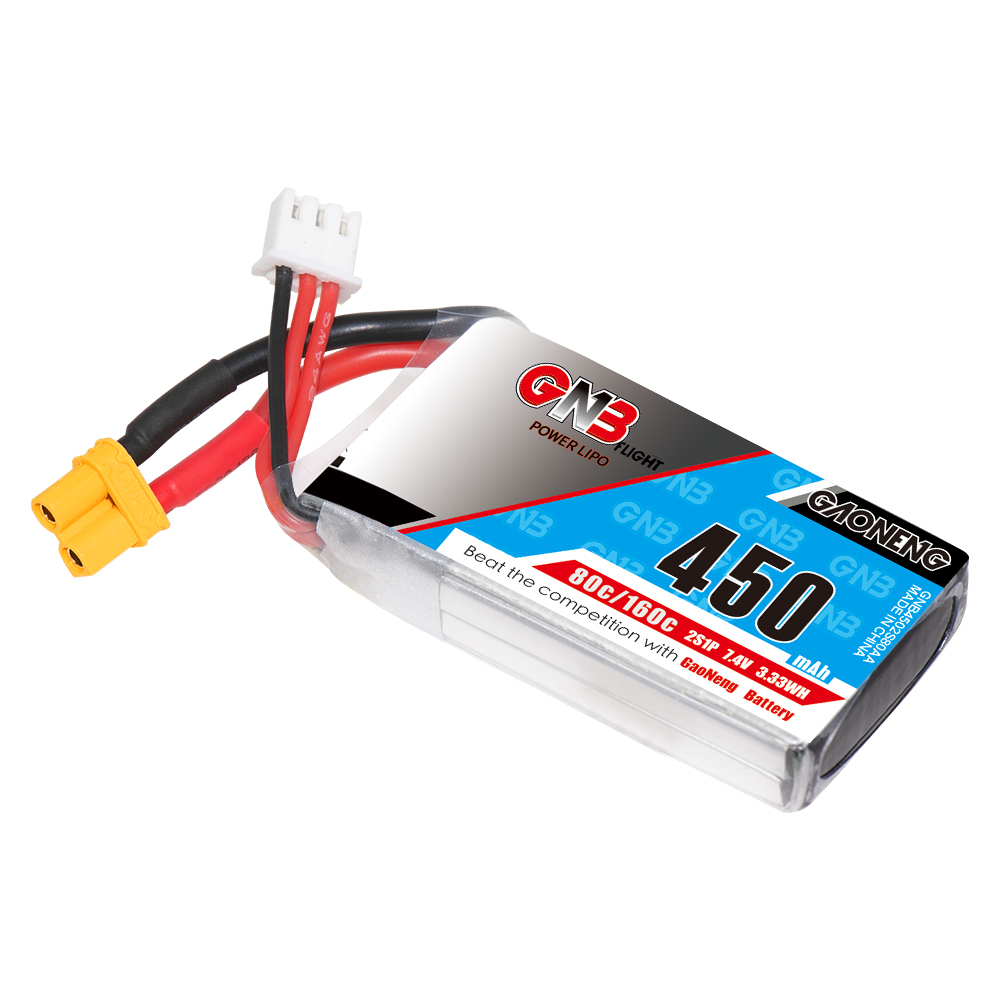GAONENG GNB 2S 7.4V 450mAh 80C XT30 LiPo Battery Square Type