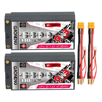 GAONENG GNB LiHV 2S 7.6V 6300mAh 140C Shorty 5mm Bullet Hard Case LiPo Battery