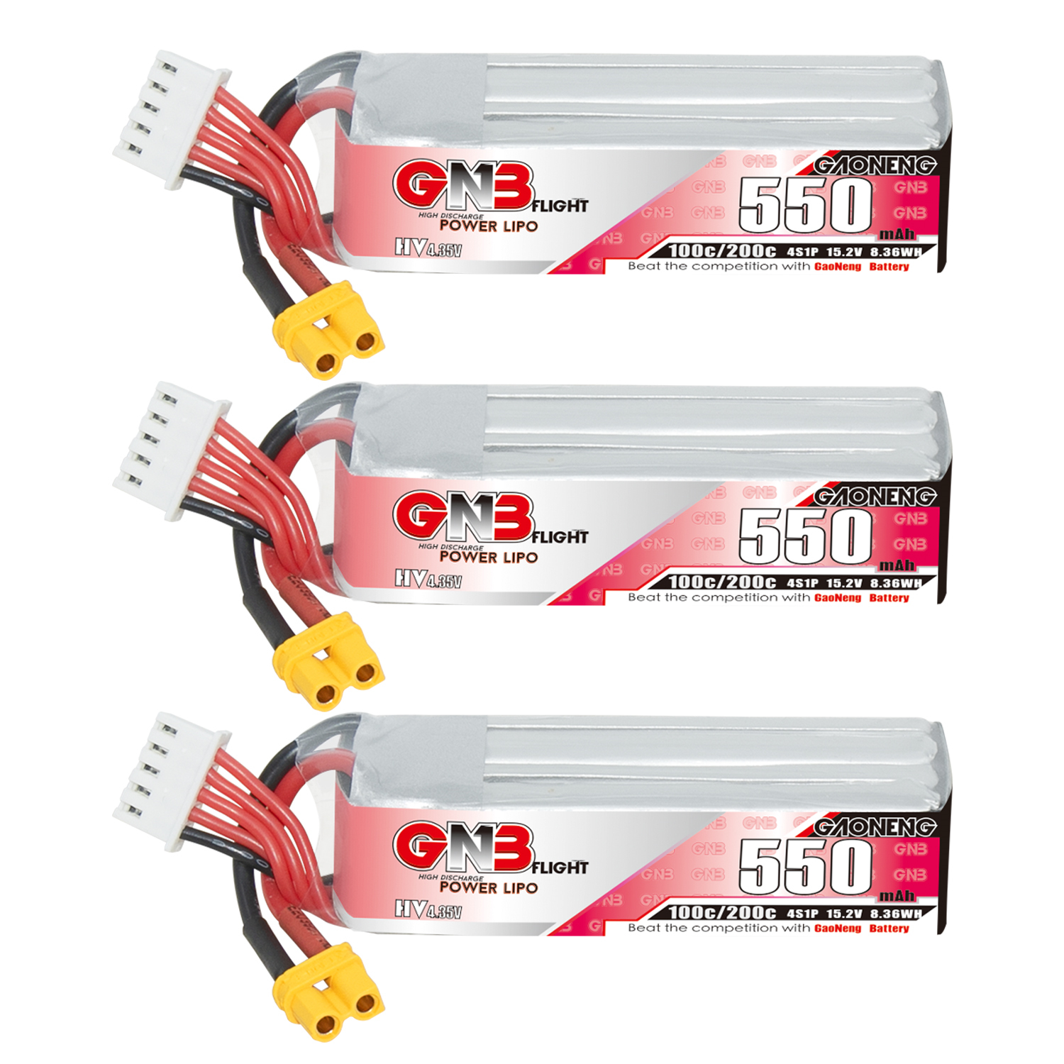 GAONENG GNB LiHV 4S 15.2V 550mAh 100C XT30 LiPo Battery Long Type