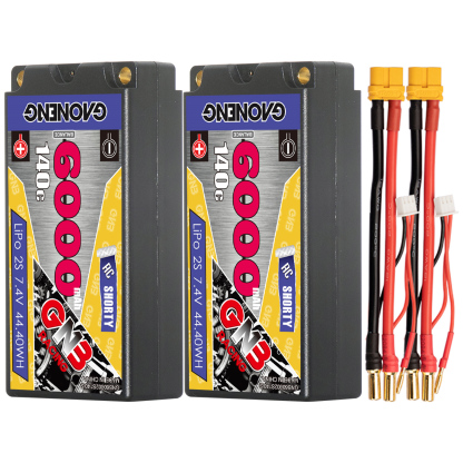 GAONENG GNB 2S 7.4V 6000mAh 140C Shorty 5mm Bullet Hard Case LiPo Battery