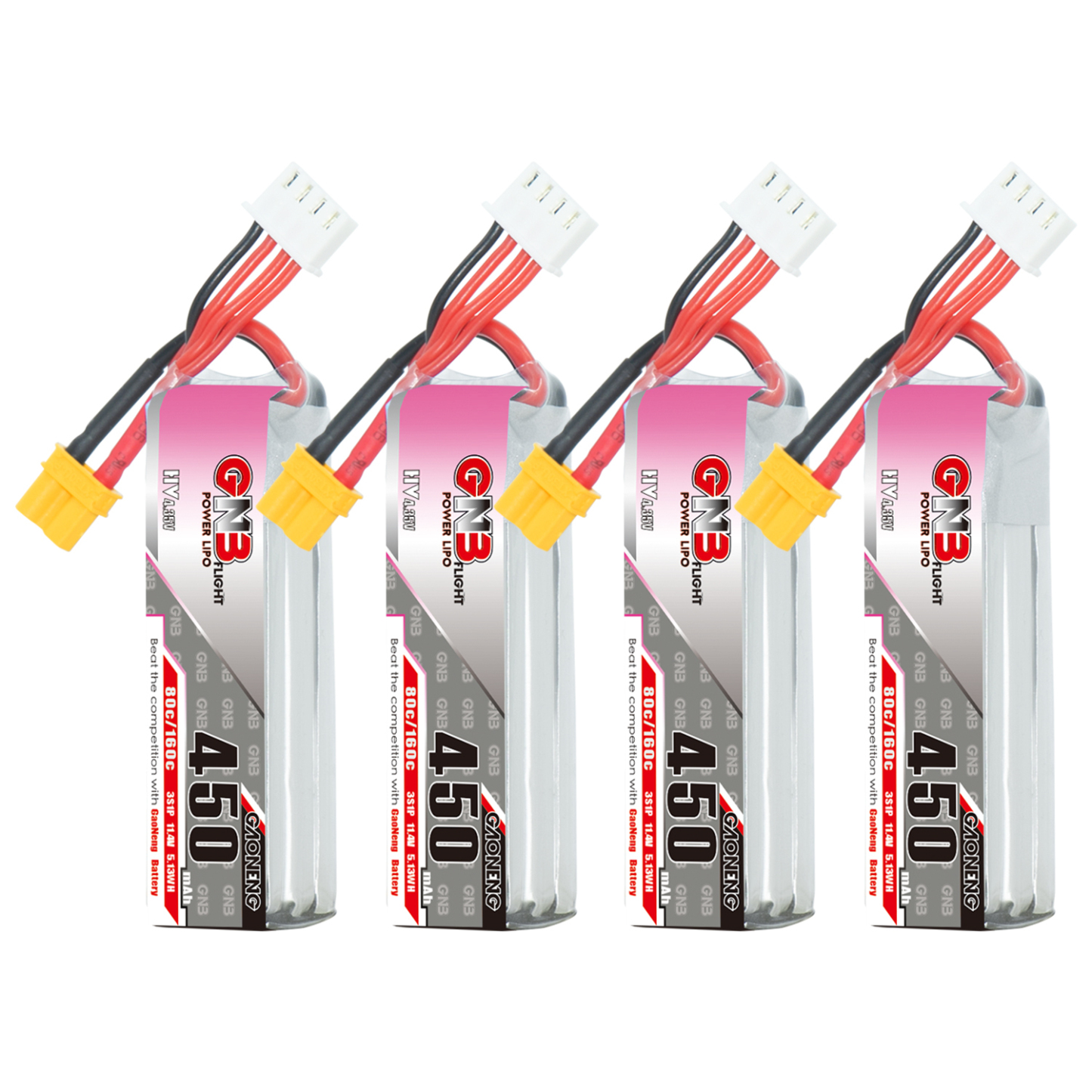 GAONENG GNB LiHV 3S 11.4V 450mAh 80C XT30 LiPo Battery Long Type