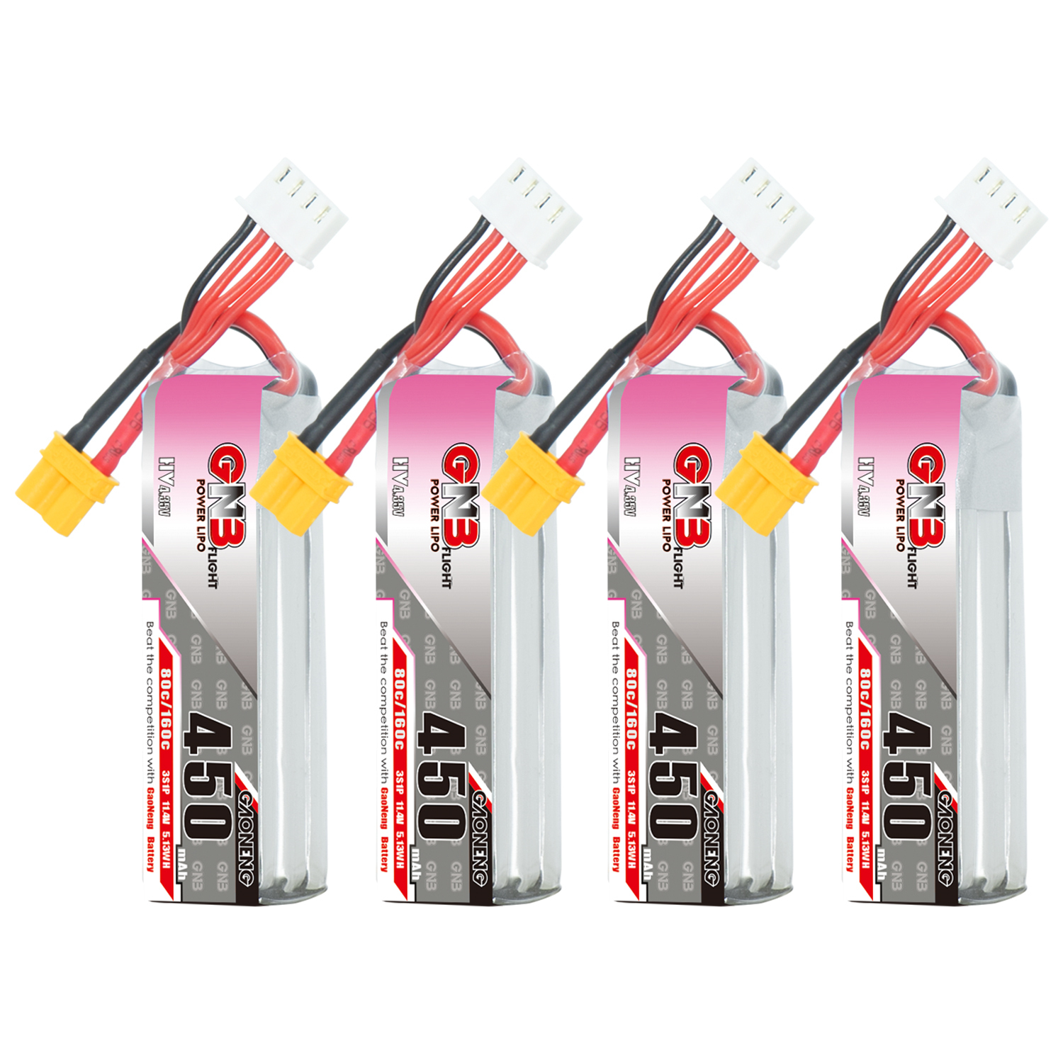 GAONENG GNB LiHV 3S 11.4V 450mAh 80C XT30 LiPo Battery Long Type