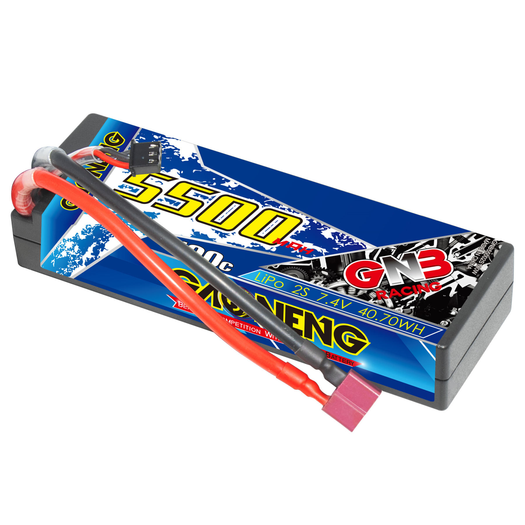 GAONENG GNB 2S 7.4V 5500mAh 100C Cabled Hard Case LiPo Battery T-PLUG