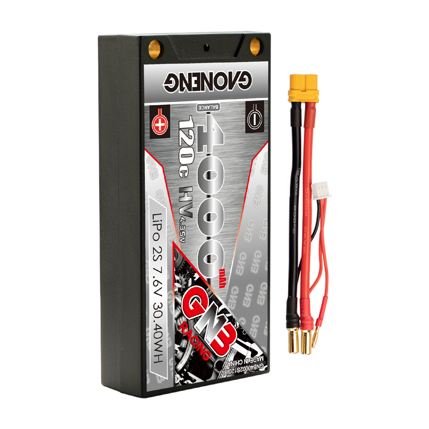 1PCS - GAONENG GNB LiHV 2S 7.6V 4000mAh 120C LCG Shorty Hard Case LiPo Battery XT60