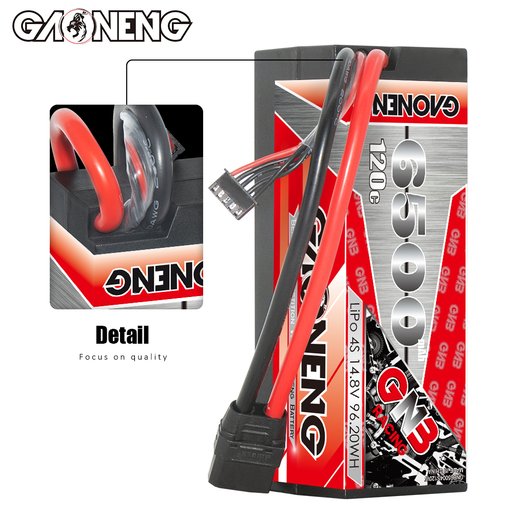 1PC - GAONENG GNB 4S 14.8V 6500mAh 120C Cabled Hard Case LiPo Battery XT90