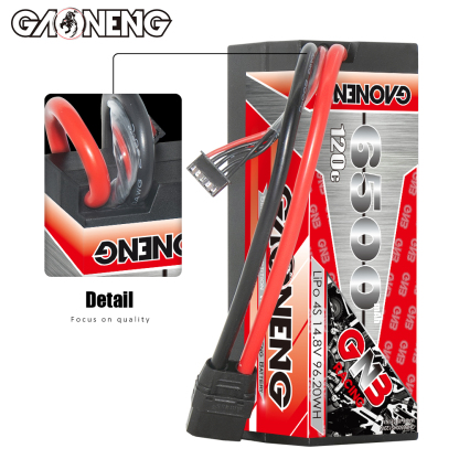 1PC - GAONENG GNB 4S 14.8V 6500mAh 120C Cabled Hard Case LiPo Battery XT90