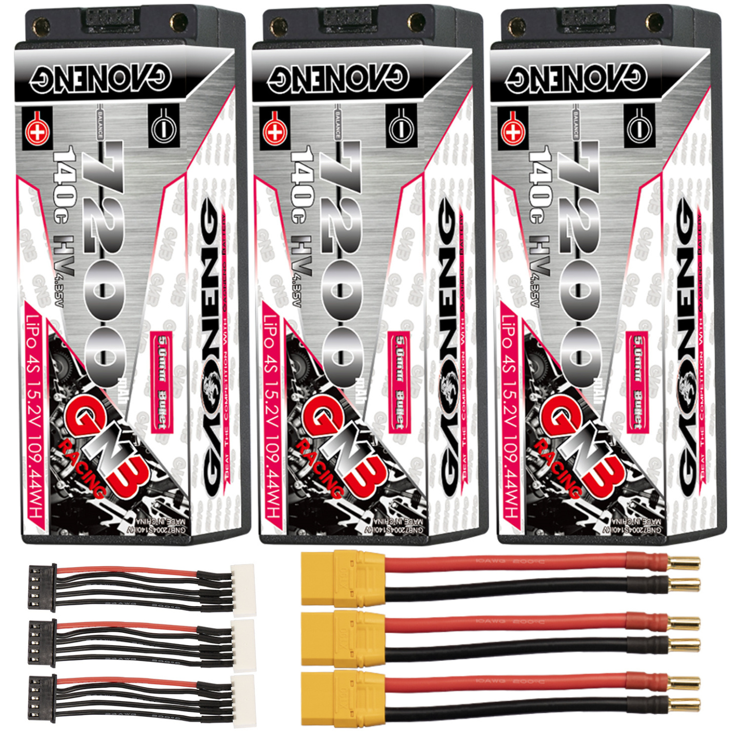 GAONENG GNB LiHV 4S 15.2V 7200mAh 140C 5mm Bullet Hard Case LiPo Battery