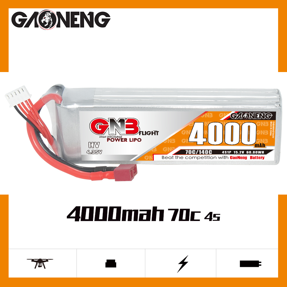 GAONENG GNB LiHV 4S 15.2V 4000mAh 70C LiPo Battery T-PLUG