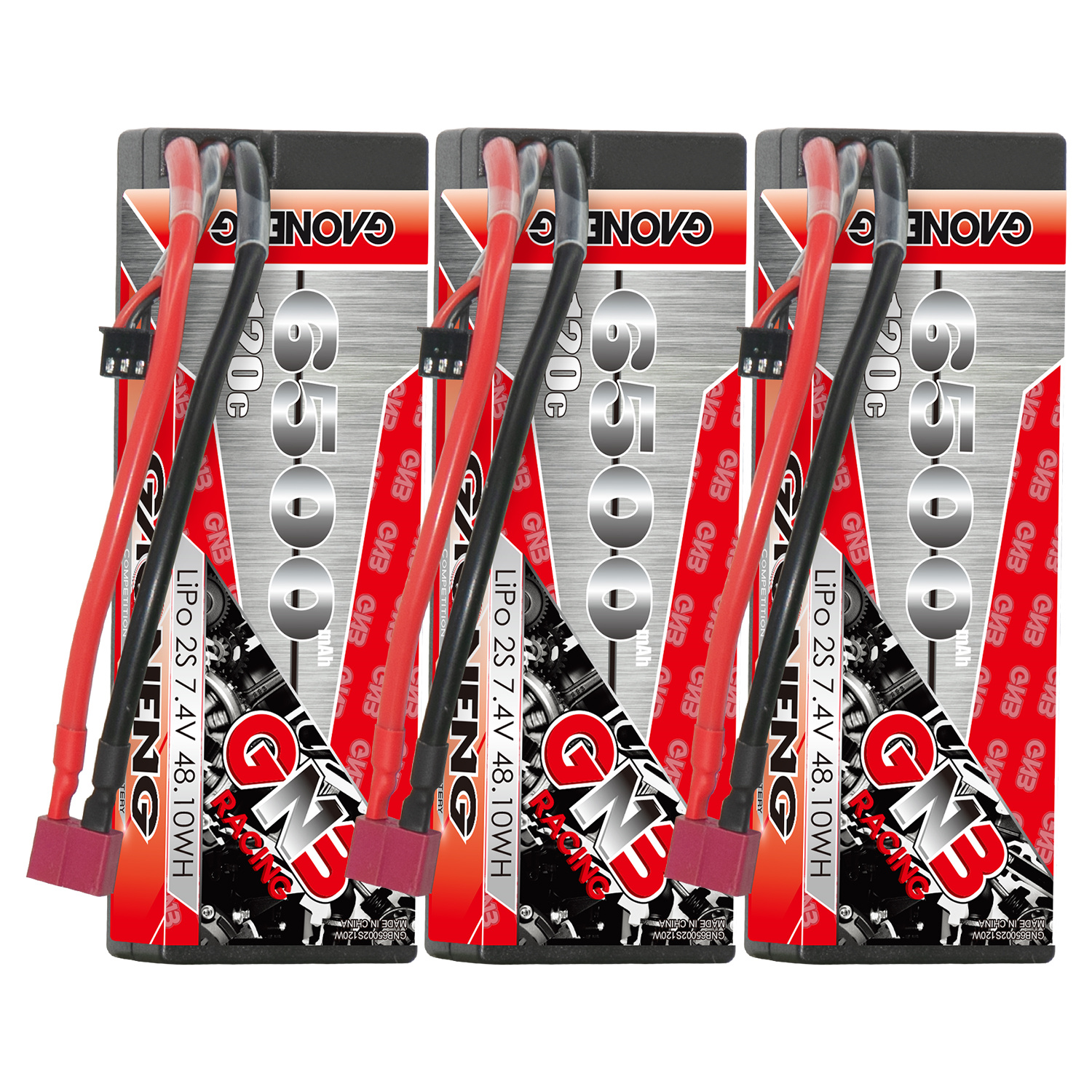 GAONENG GNB 2S 7.4V 6500mAh 120C Cabled Hard Case LiPo Battery T-PLUG