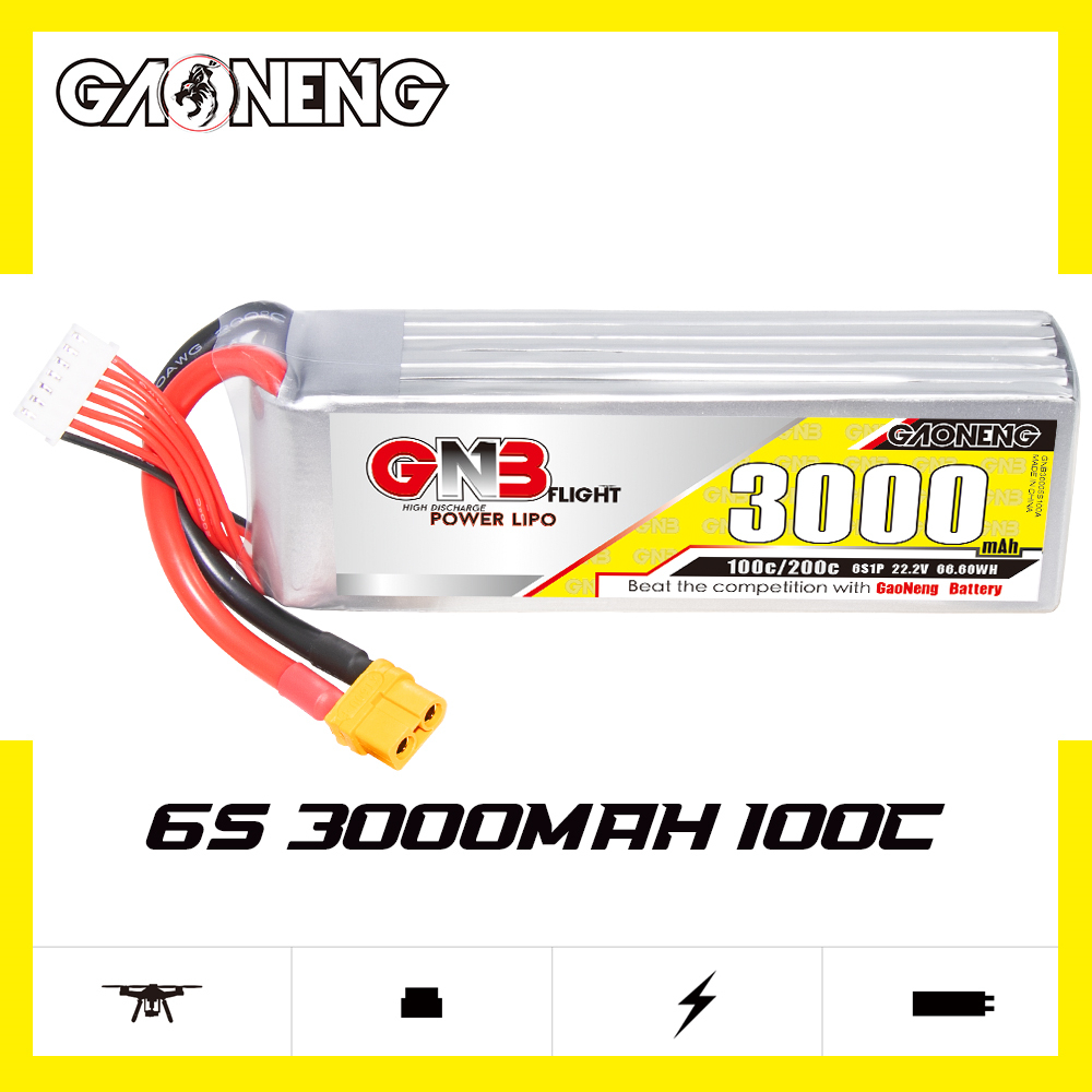 1PC - GAONENG GNB 6S 22.2V 3000mAh 100C LiPo Battery XT60