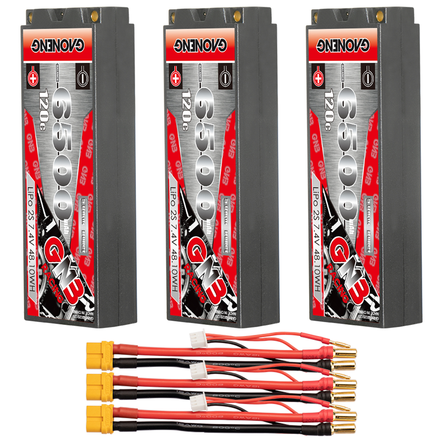 GAONENG GNB 2S 7.4V 6500mAh 120C 5mm Bullet Hard Case LiPo Battery