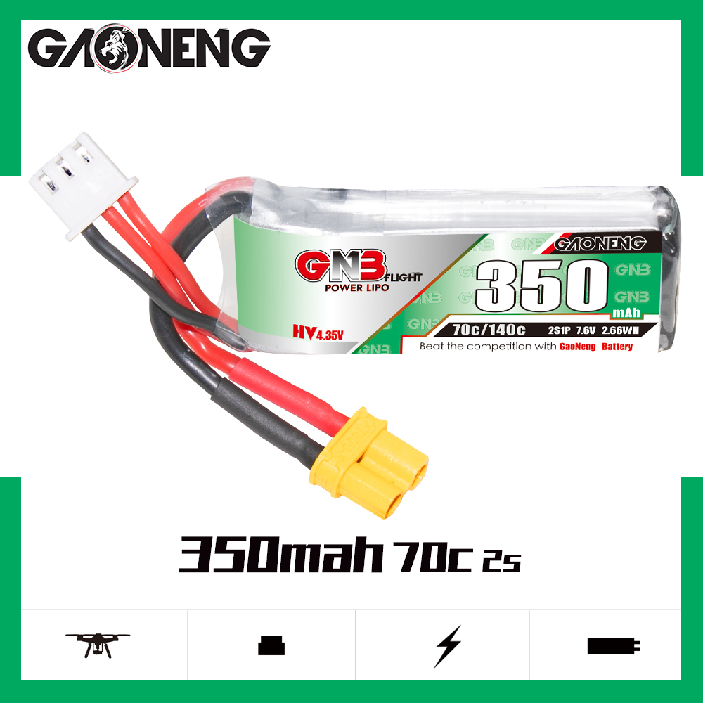GAONENG GNB LiHV 2S 7.6V 350mAh 70C LiPo Battery XT30