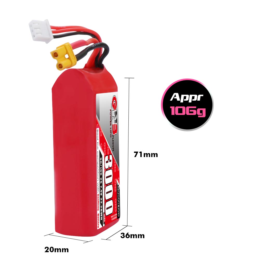 2PCS - GAONENG GNB 2S 7.4V 3000mAh 5C LiPo Battery XT30