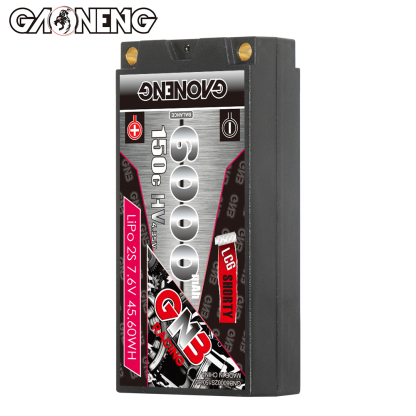 GAONENG GNB LiHV 2S 7.6V 6000mAh 150C LCG Shorty Pack 5mm Bullet Hard Case LiPo Battery
