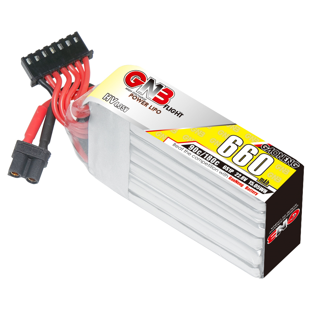 GAONENG GNB LiHV 6S 22.8V 660mAh 90C XT30 LiPo Battery Long Type